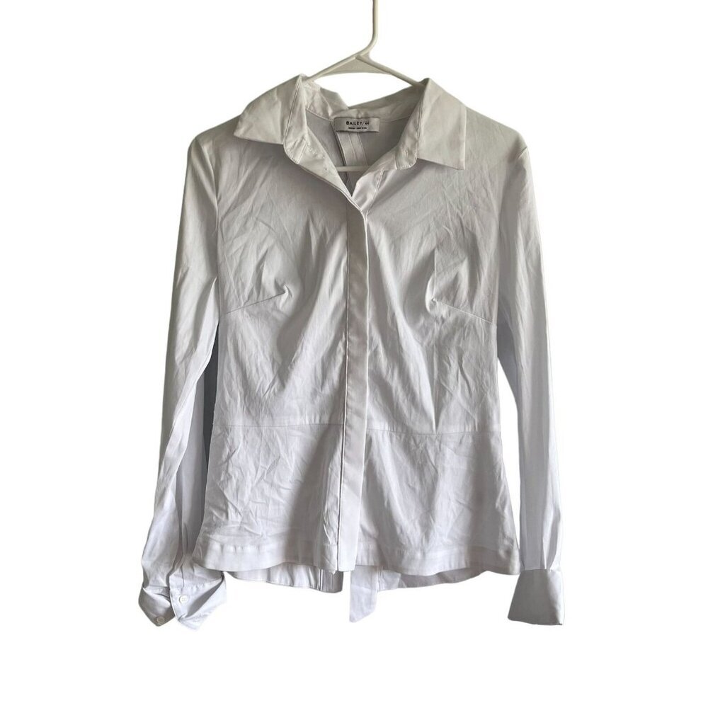 Bailey‎ 44 Spell On You Back Lace Up Long Sleeve Button Up Blouse White Medium